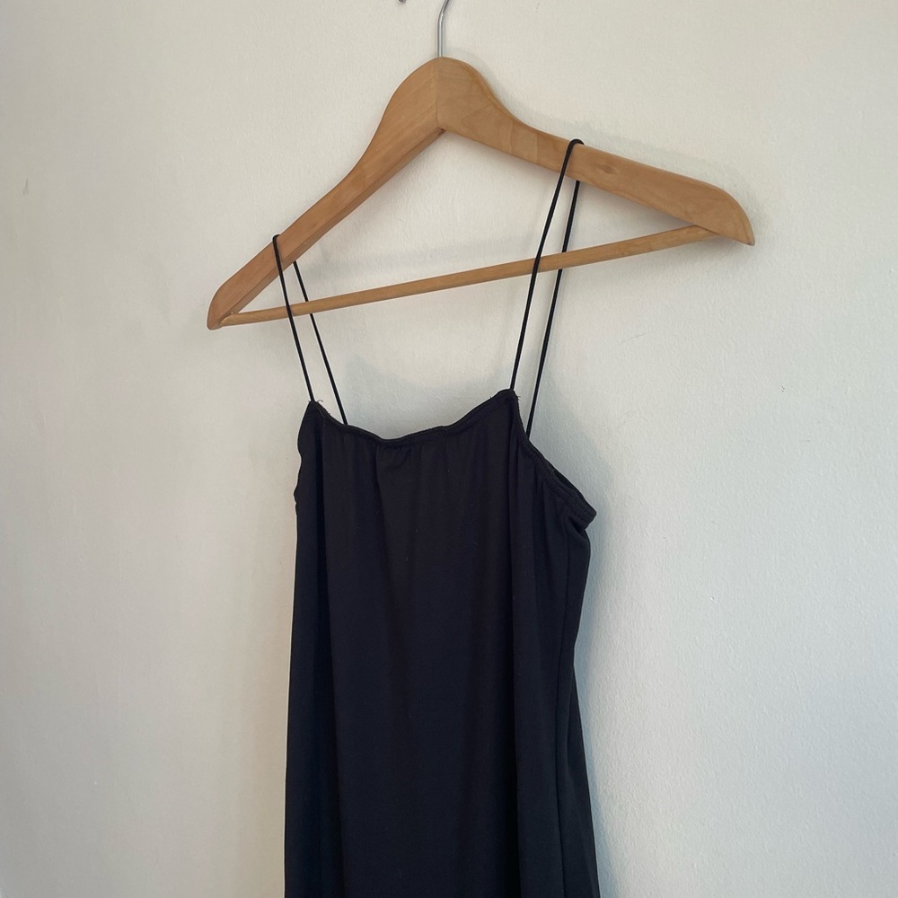 Y2K Black Slip 90s Quiet Luxury Old Money Maxi Dress with Thigh High Side Slit - Picture 3 of 3